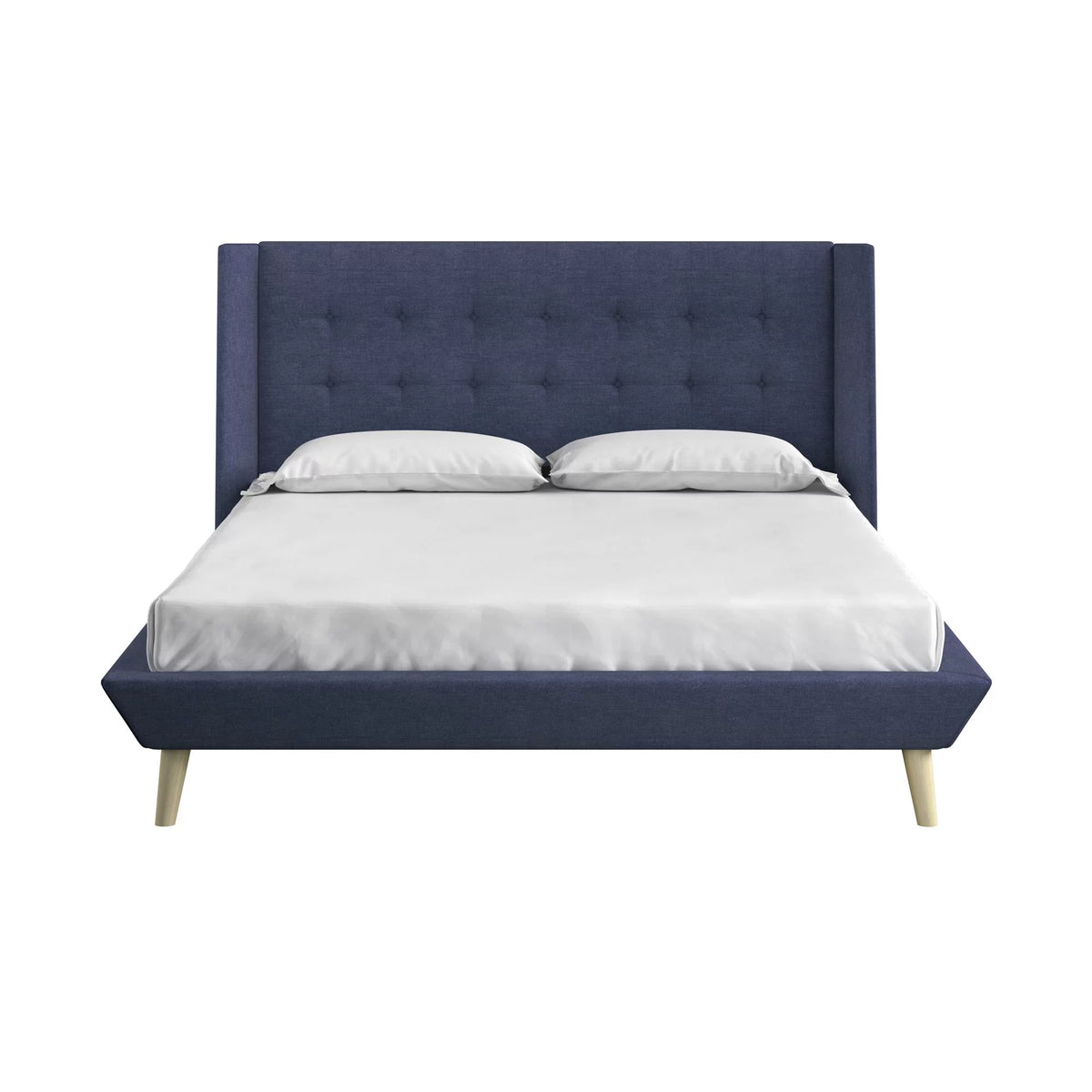 Queen Light Gray Linen Upholstered Bed Z78352