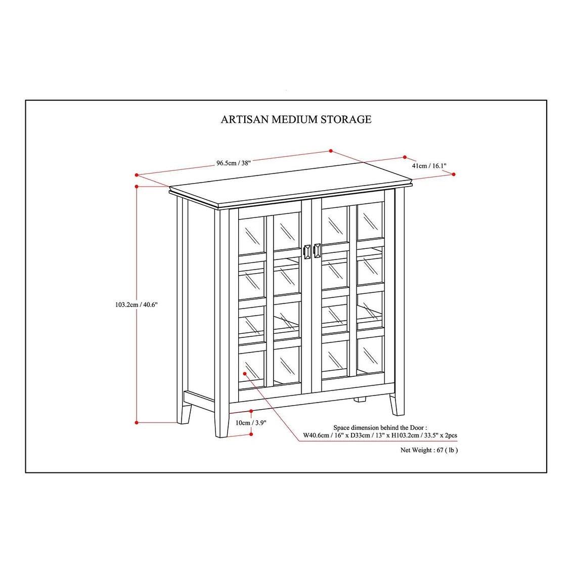 Solid Wood 38 inch Wide Medium Storage Cabinet K75257