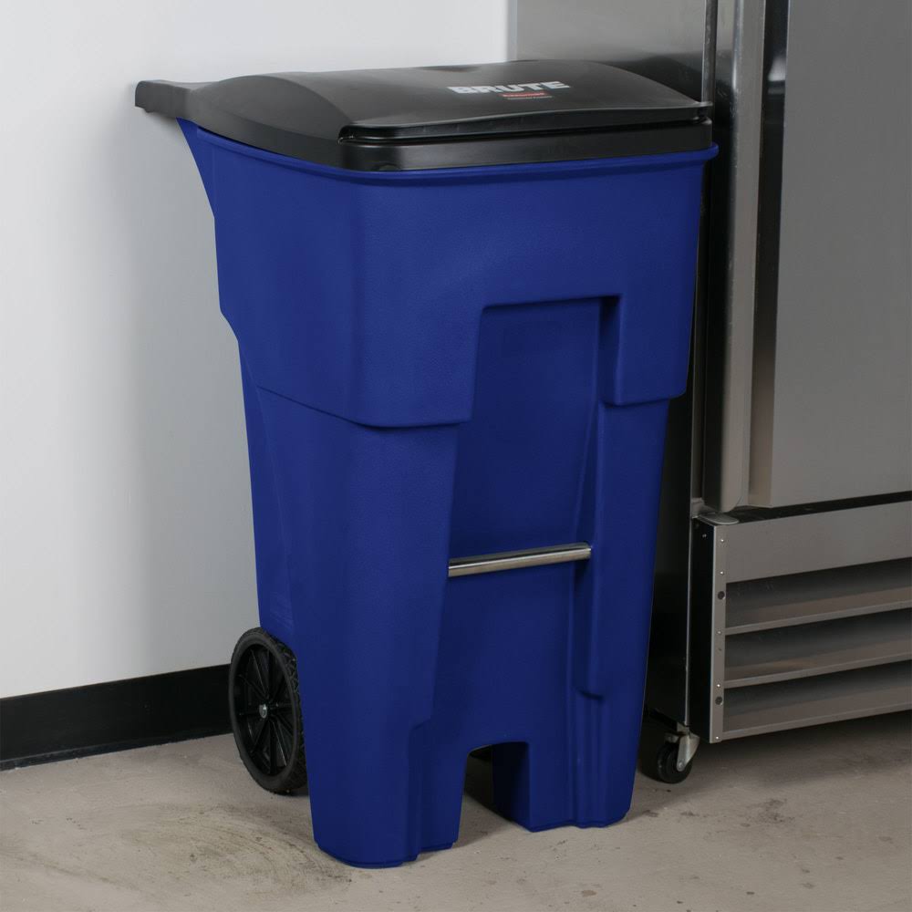65 gal Blue Rectangular Trash Can J572531