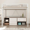 Black Twin Size Metal Loft Bed with Guardrail and Ladder V466722