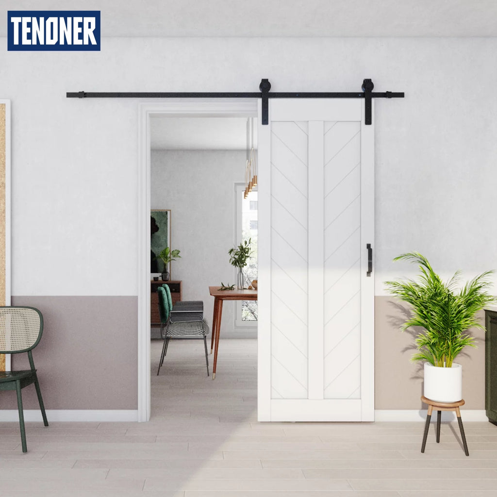 30 inches x 84 inches White Sliding Barn Door with Hardware Kit Z590