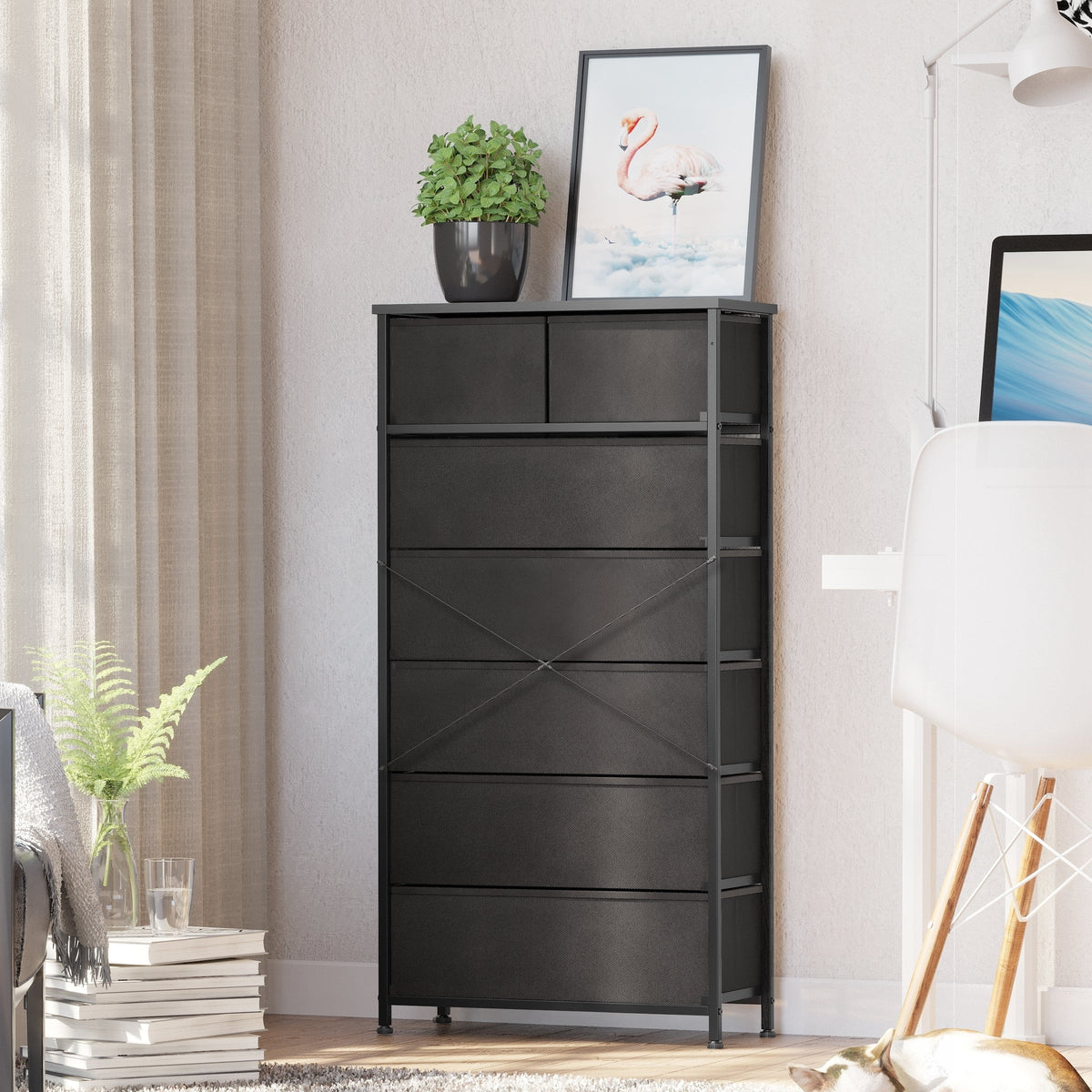 Black 7 Drawer Wood Dresser B23491