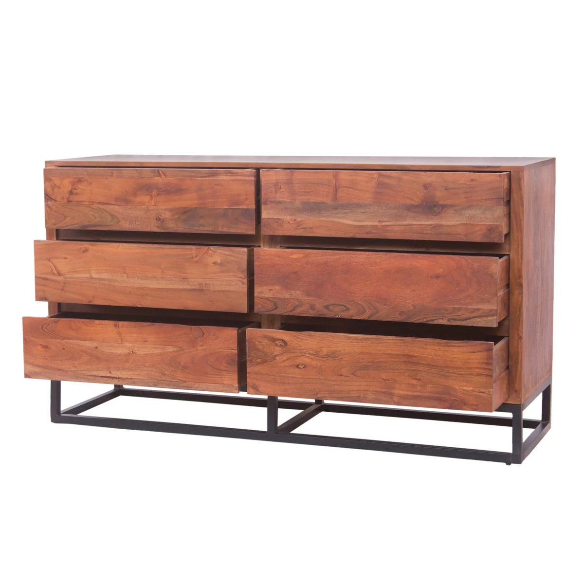 Acacia Wood Dresser or Display Unit Walnut Brown & Black U3374