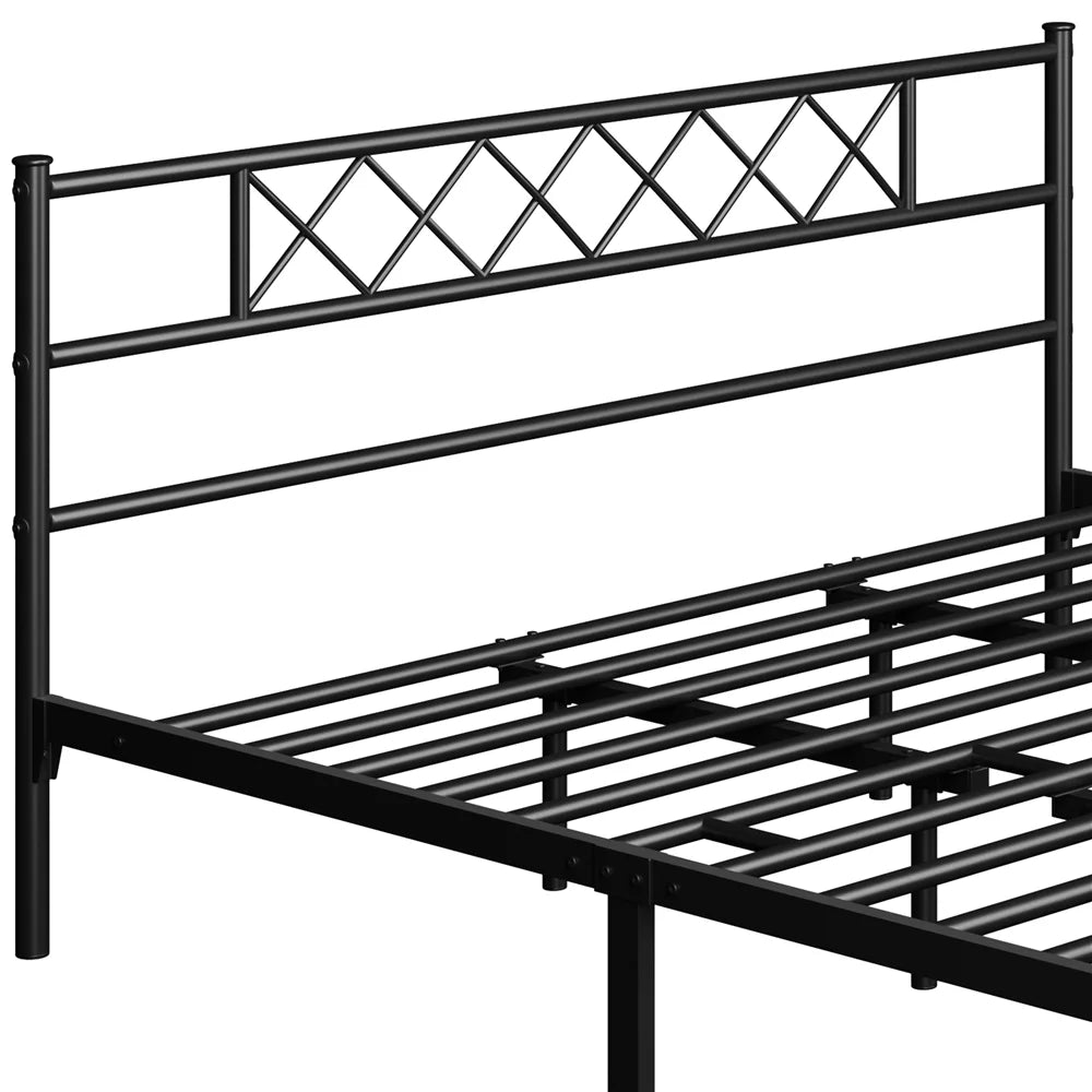 Twin Metal Bed Frame with Crisscross Headboard & Footboard, White Z6024