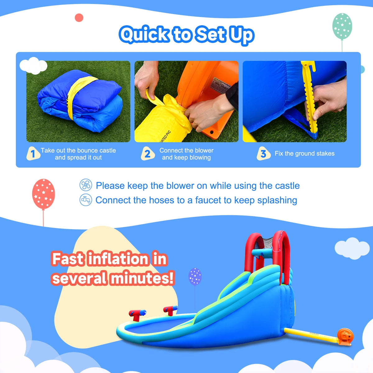 Inflatable Wet & Dry Bounce House with Blower F890