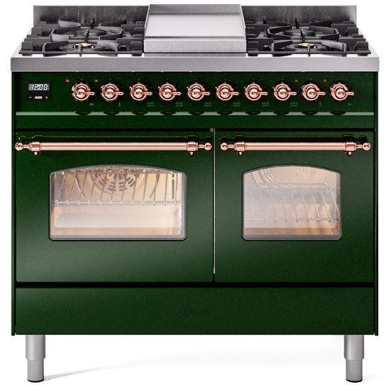 40 Dual Fuel Natural Gas Range Emerald Green Copper Trim A799340