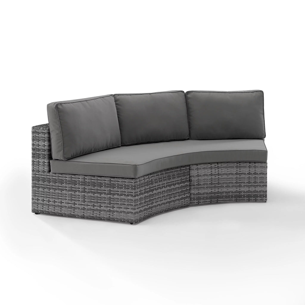 Gray Wicker Curved Patio Sectional Sofa A1517