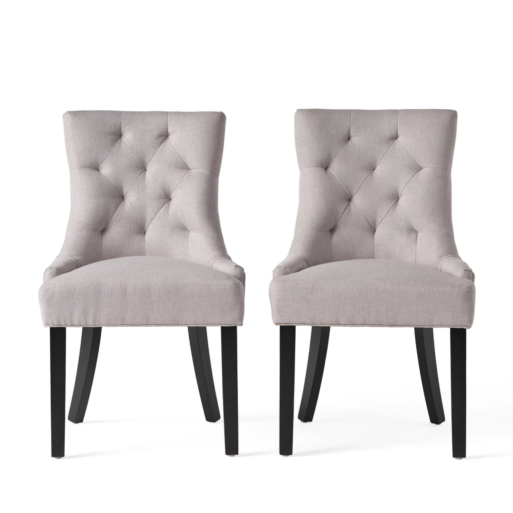 Light Grey Fabric Dining Chair Set of 2 Q138