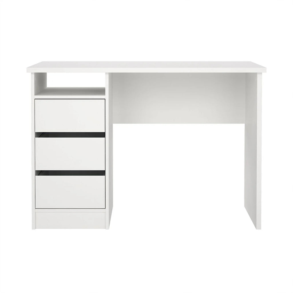 White Writing Desk with 3 Storage Drawers and Open Shelf I820667