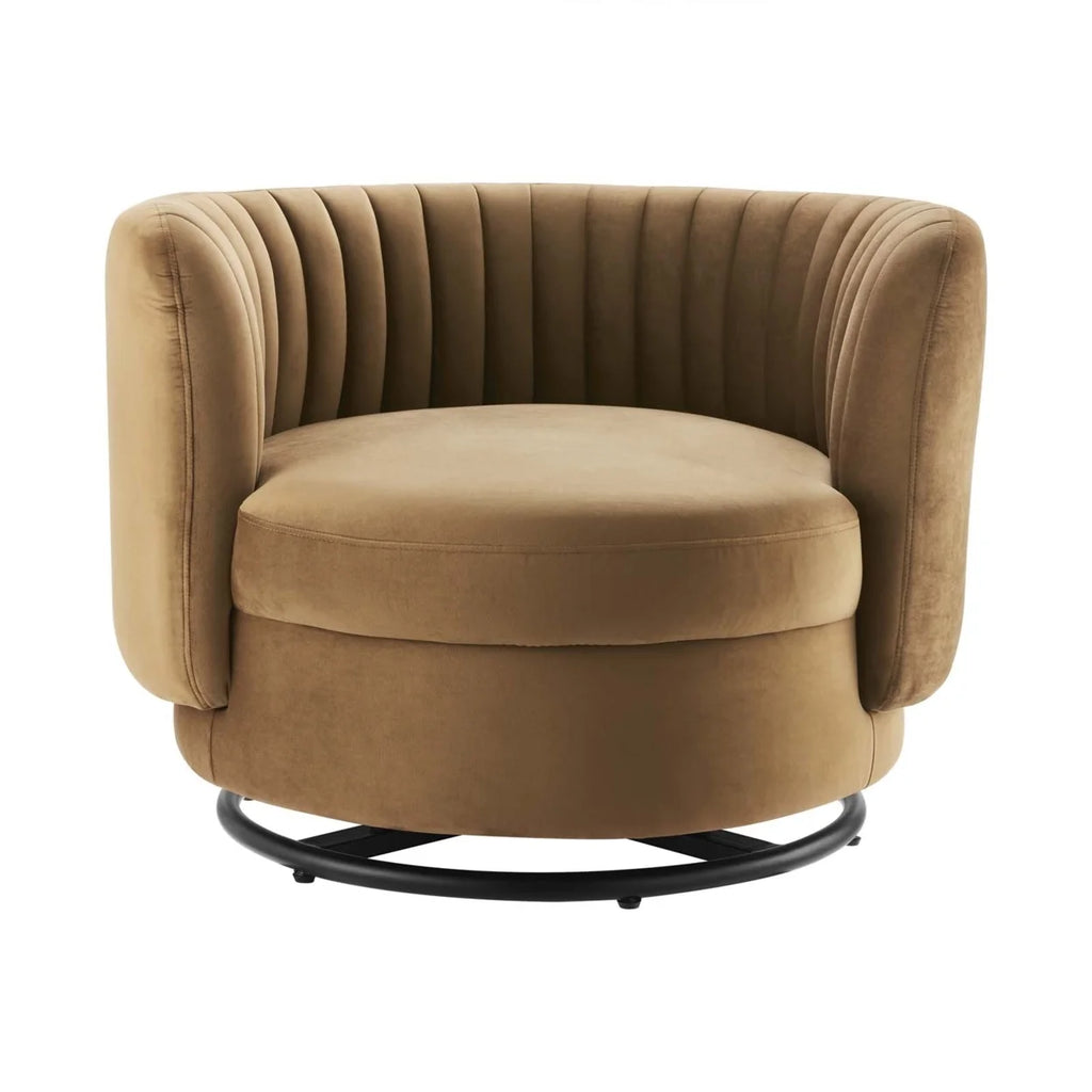Black Tufted Velvet Swivel Chair W76836