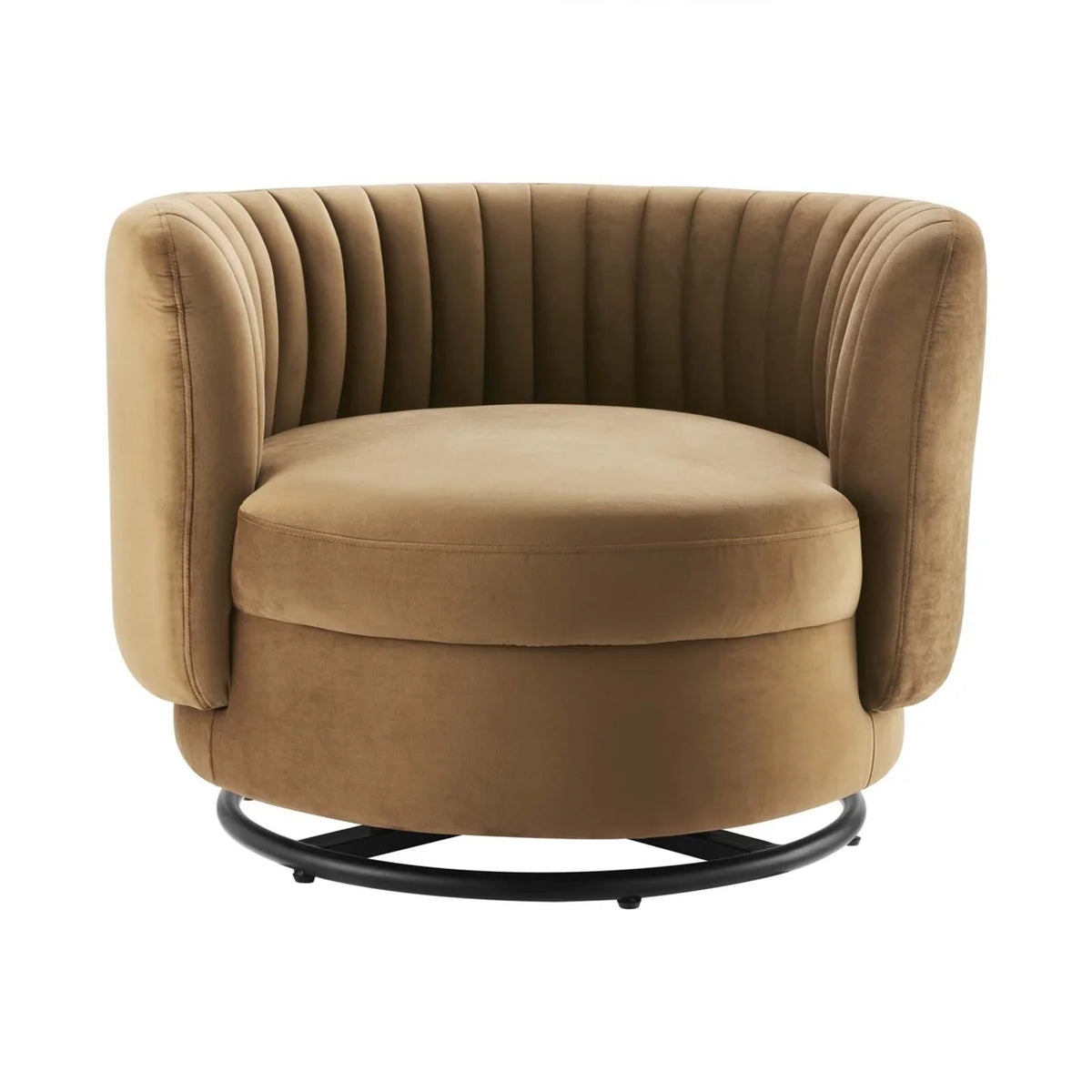 Black Tufted Velvet Swivel Chair W76836