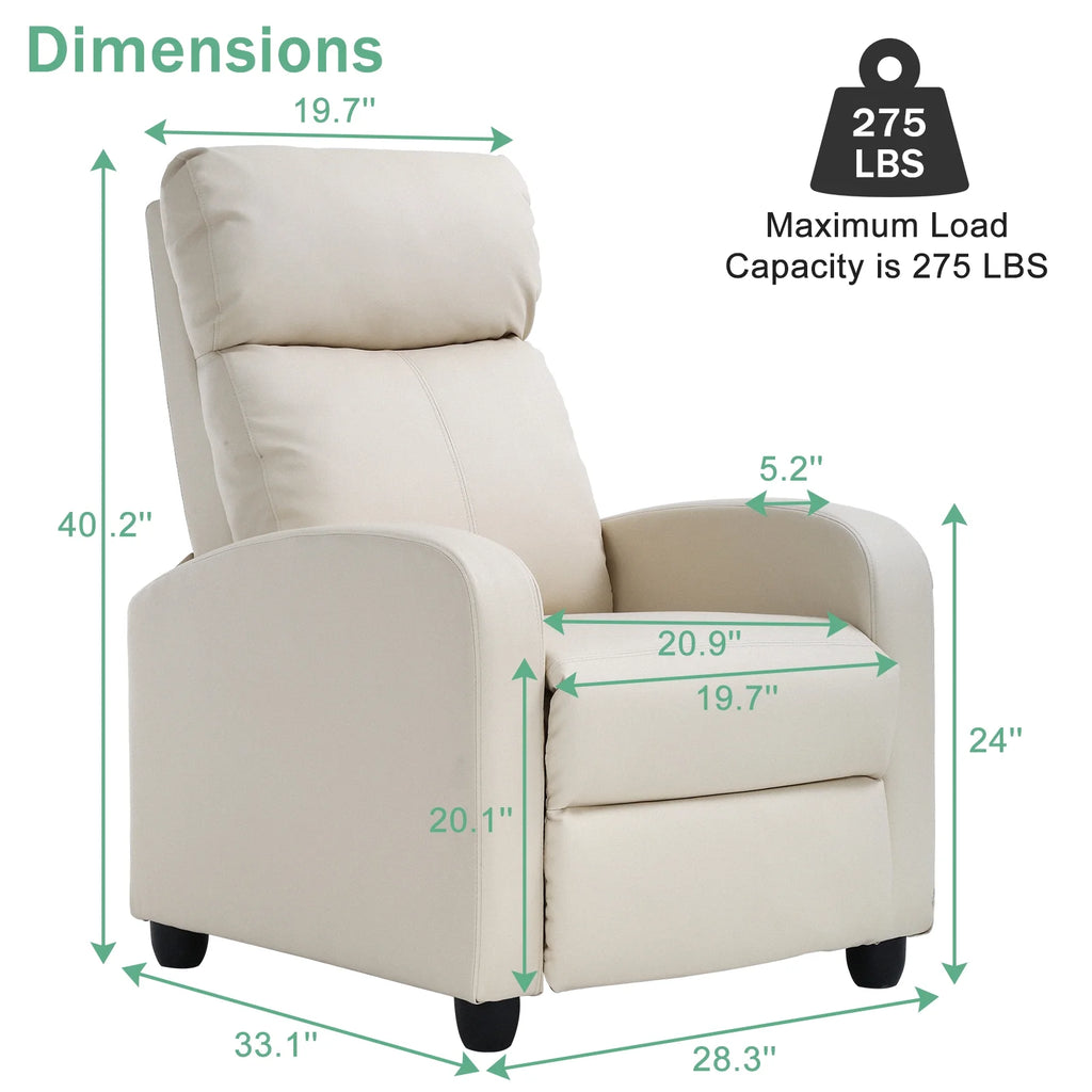 Fabric Beige Recliner Chair T1804