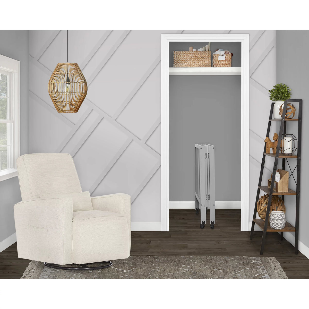 Pebble Grey Folding Crib T311