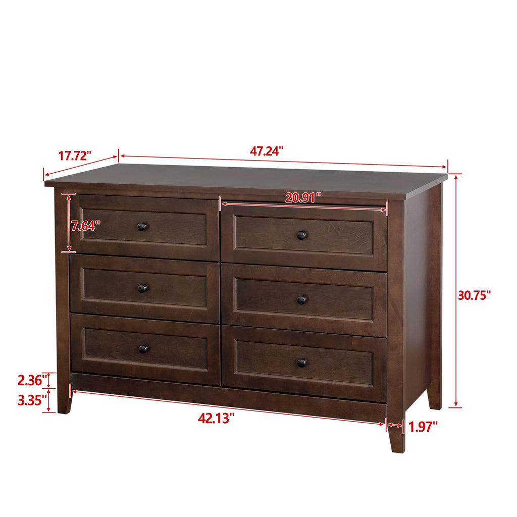 6 Drawer Wood Dresser C15036