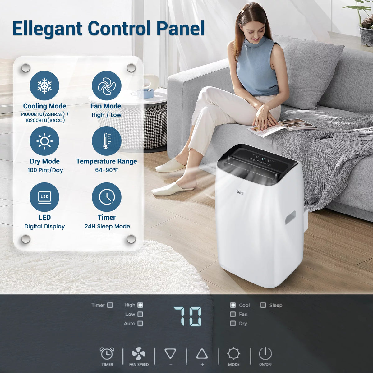 Portable Air Conditioner 10200BTU Dehumidifier Fan Remote Control Y210918