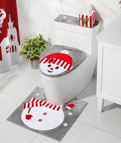 Christmas Toilet Seat Cover and Rug Set of 4 Y5934