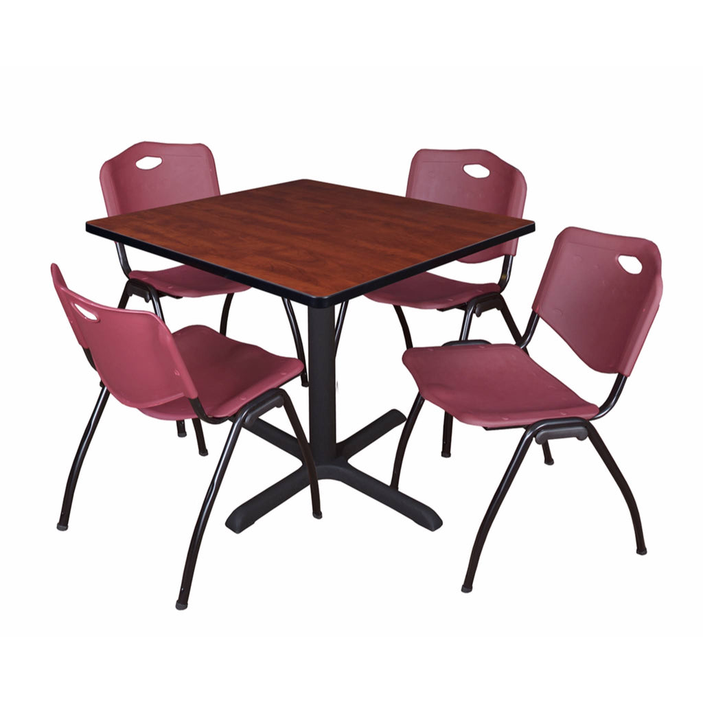42x22 Square Breakroom Table & 4 Stack Chairs S486155