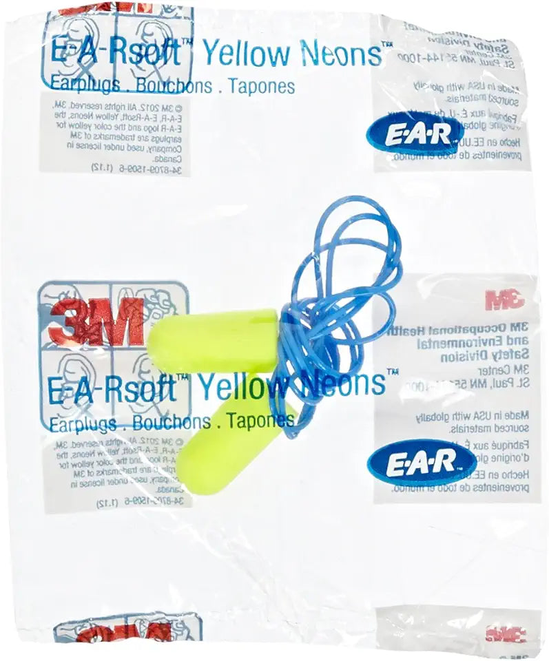 Tapered Foam Corded Earplug, Yellow (Pack of 200) Z634384