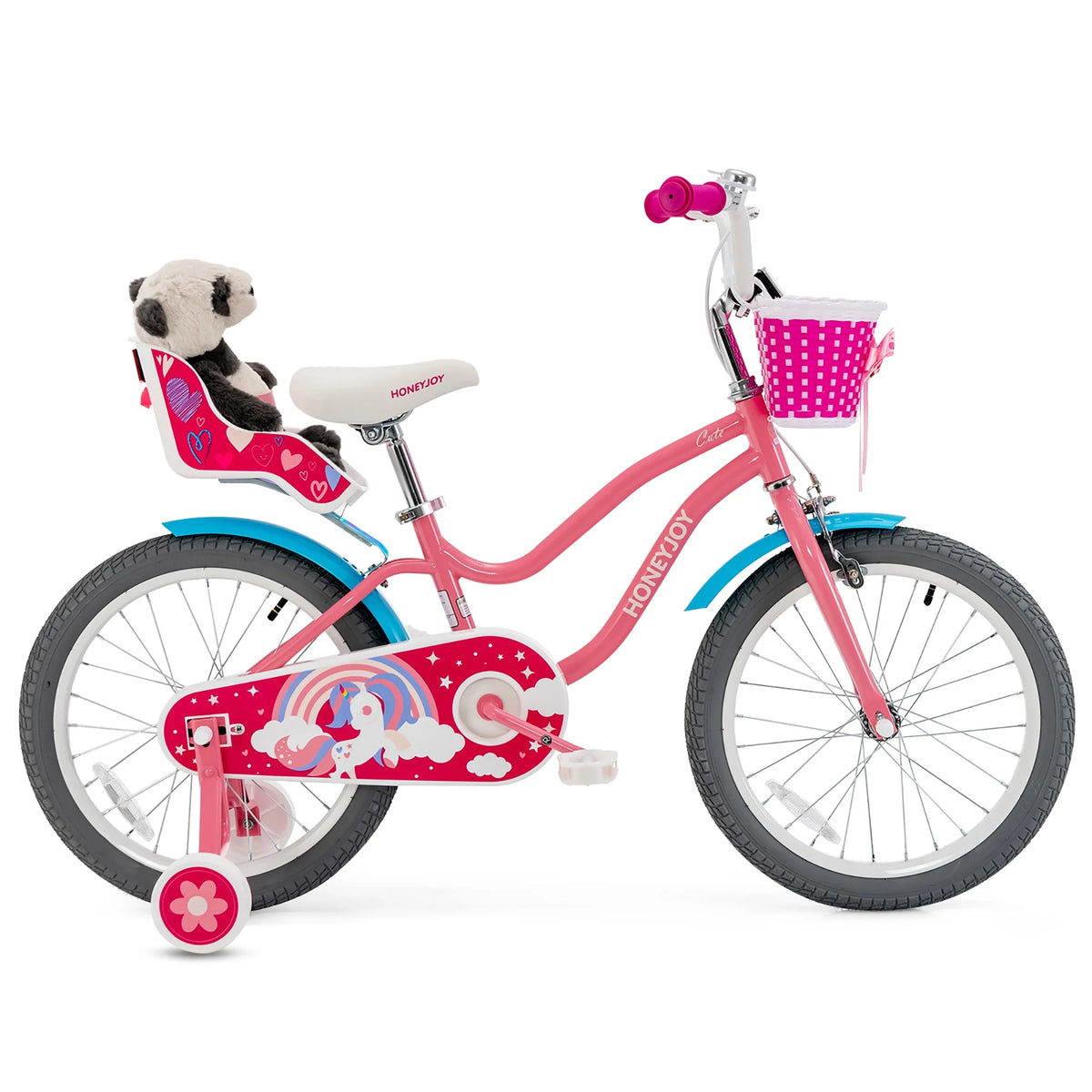 18 Inches Kids Bicycle with Training Wheels Pink D5691
