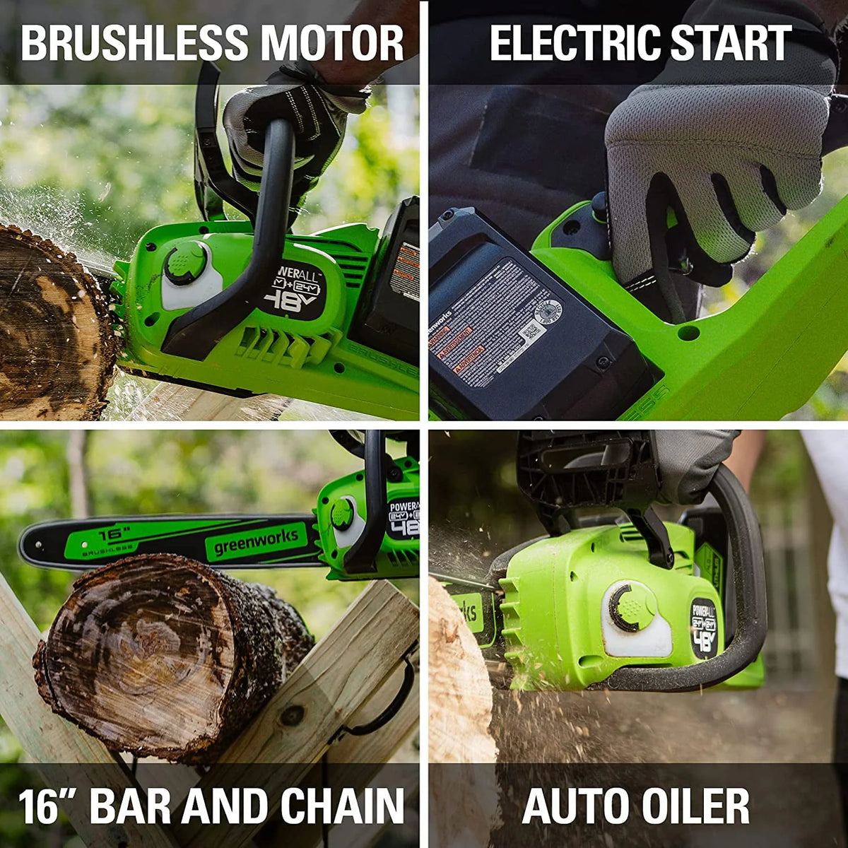 48V 16-inch Brushless Chainsaw with 4Ah Batteries and Dual Port Charger L176153