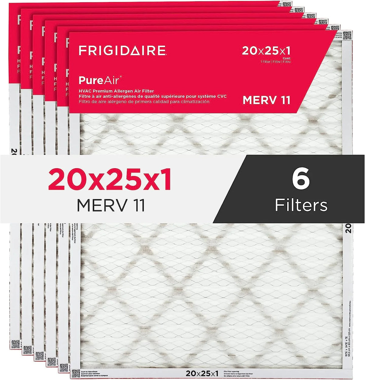 20" x 25" x 1" MERV 11 Air Filter 6 Pack F4839