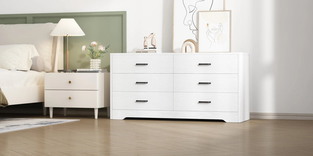 White 6 Drawer Wood Dresser V38974
