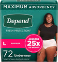Incontinence Underwear for Women, Disposable, Maximum, Large, 72 Count F567900