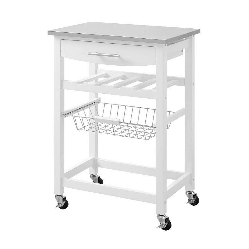 White Wood Kitchen Island Storage Cart E25249