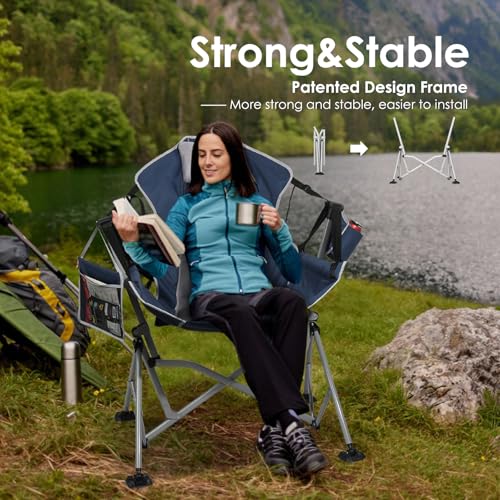 Oversized Hammock Camping Chair with Adjustable Backrest Blue D95582