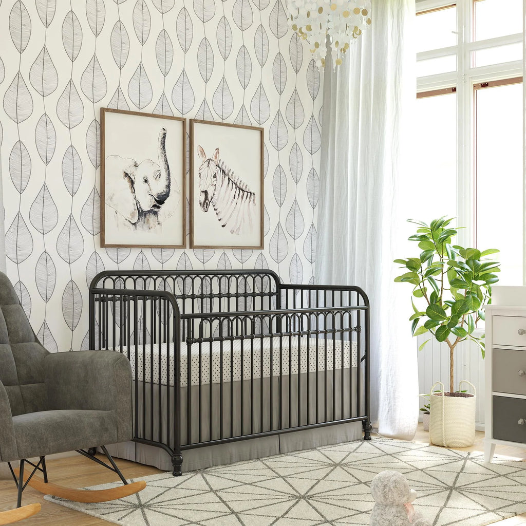 Gray Convertible Metal Crib F789