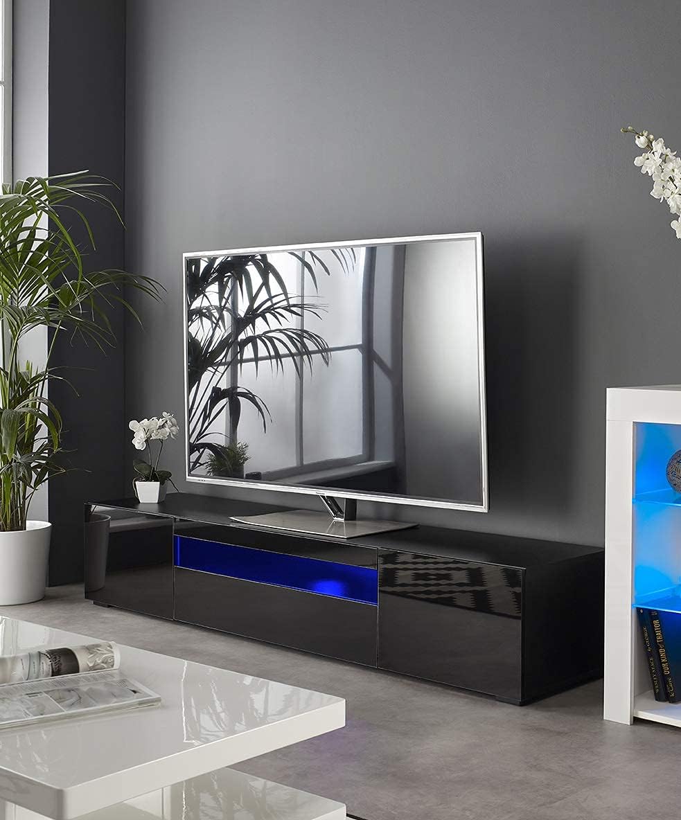Modern Black Modular TV Cabinet with LED Lights L7184