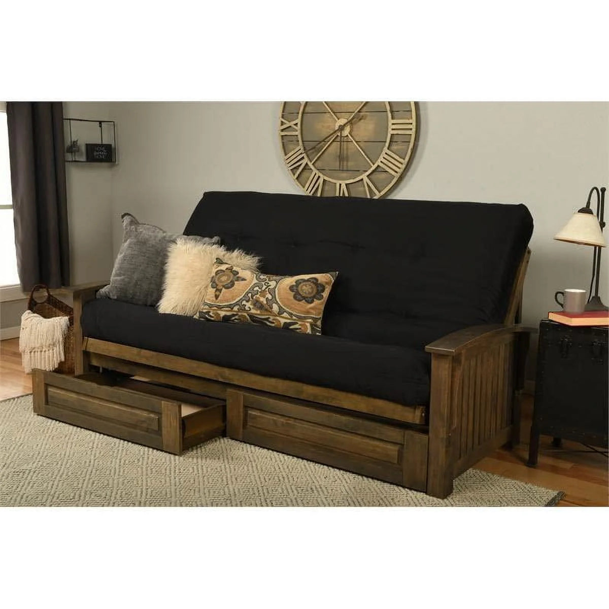 Queen Size Wood Storage Futon S4830