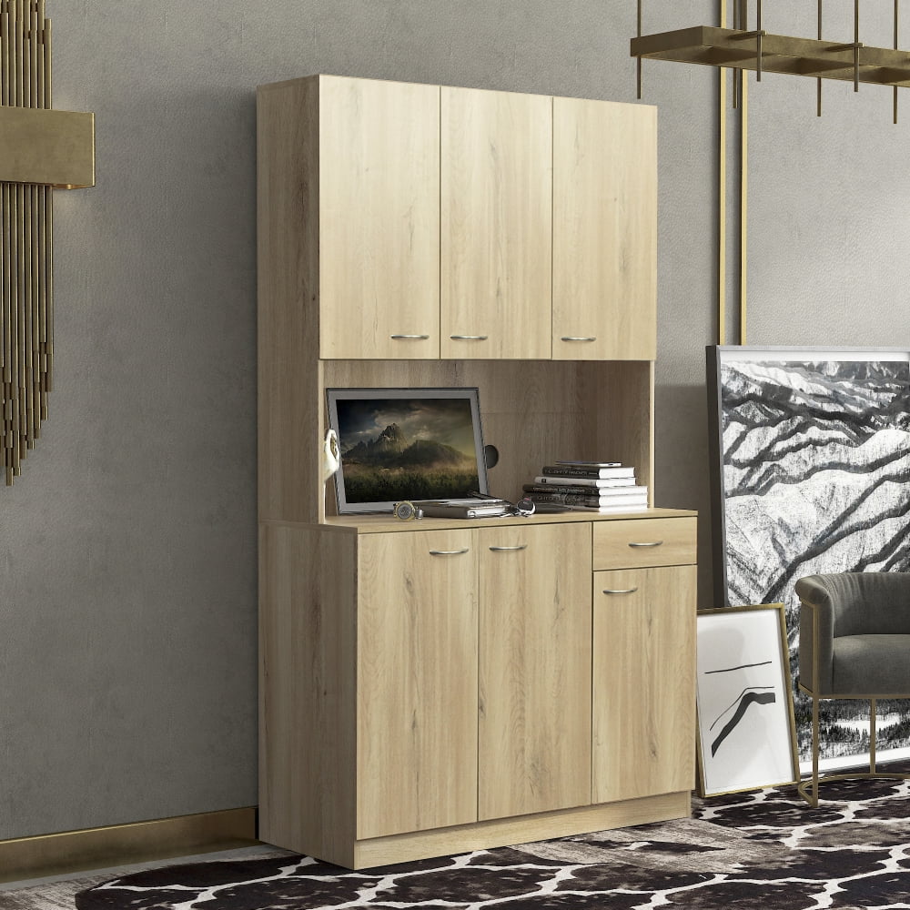 70.87" Tall Wardrobe & Kitchen Cabinet with 6 Doors 1 Drawer Rustic Oak A924341