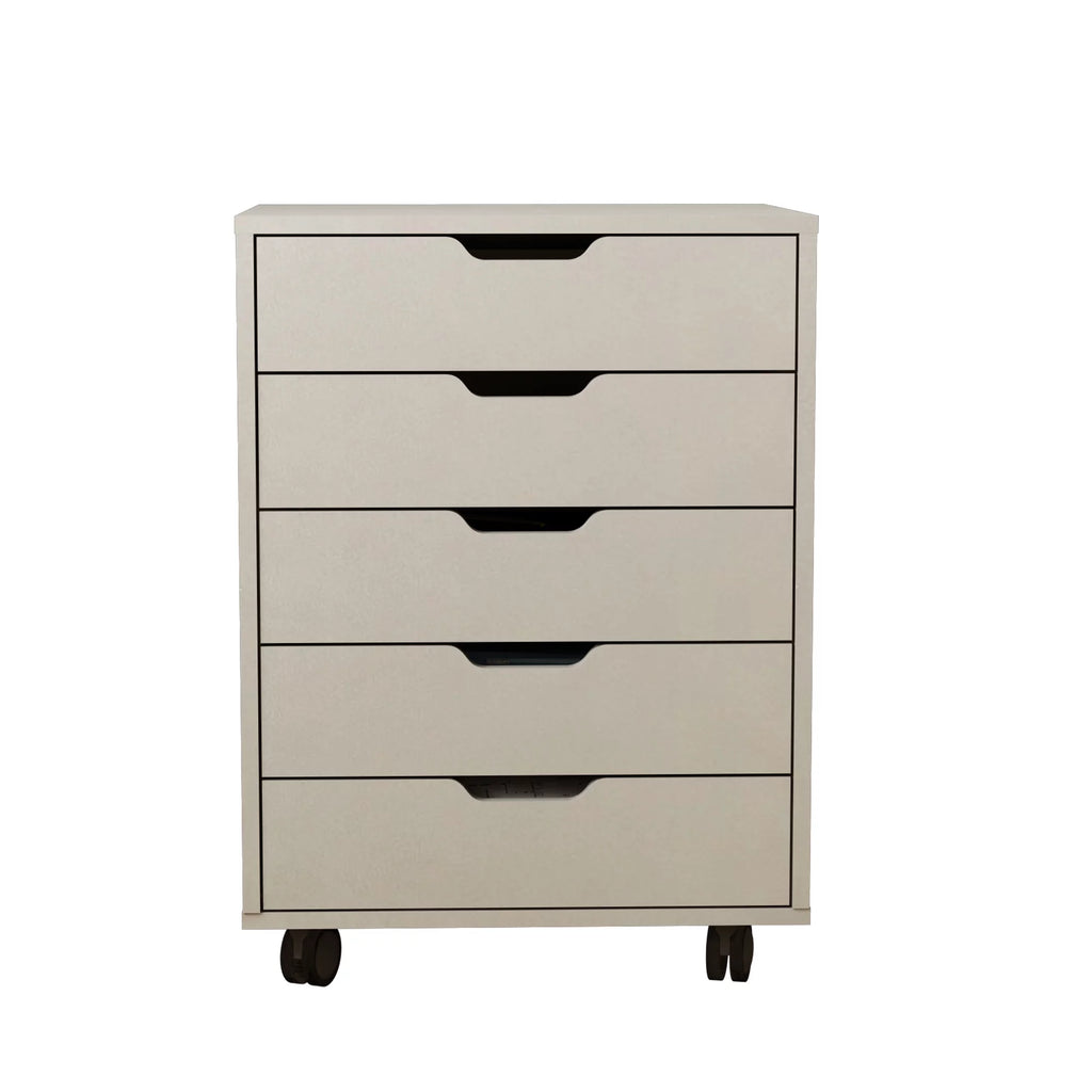 5 Drawer White Gray Rolling Filing Cabinet P425
