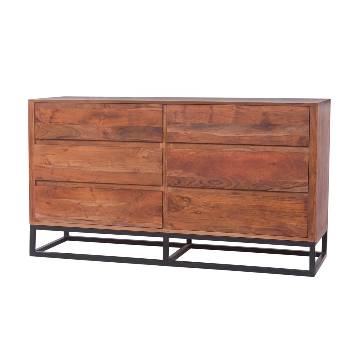 Acacia Wood Dresser or Display Unit Walnut Brown & Black U3374