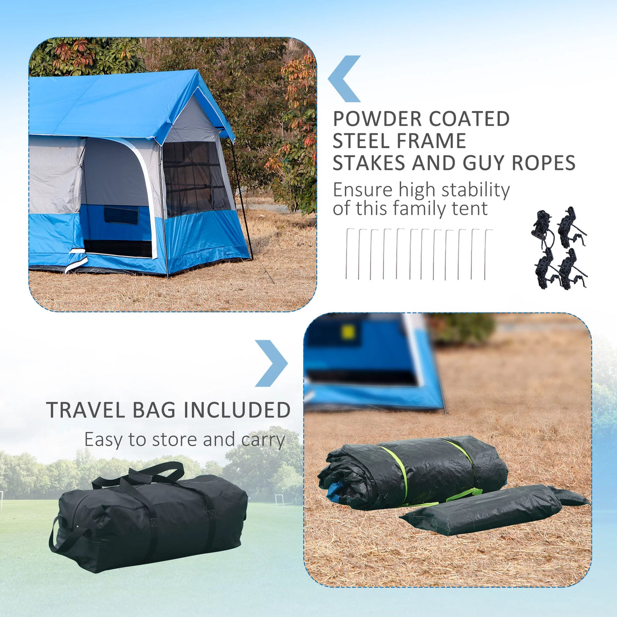 Large 10-Person Camping Tent with Rain Cover X365