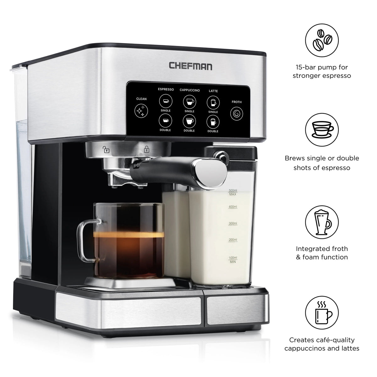 6-in-1 Espresso Machine with Milk Frother D3146