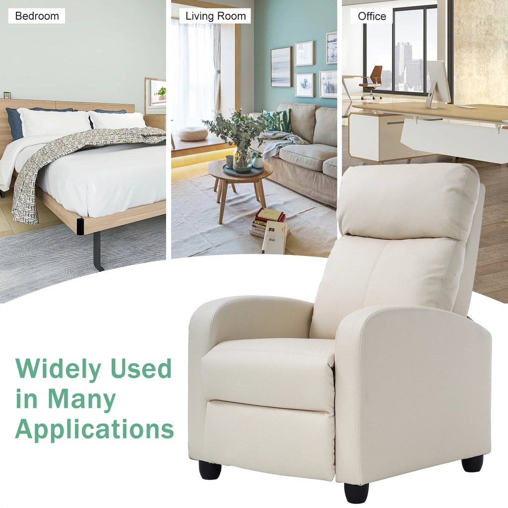 Fabric Beige Recliner Chair T1804