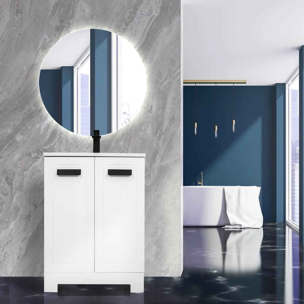 24 inch Wooden Bathroom Cabinet with Undermount Sink N14980