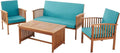 Acacia Wood Sofa Set with Water Resistant Cushions, 4-Pcs Set W2852
