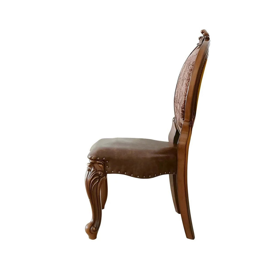 Set of 2 Brown Tufted Faux Leather Dining Chair B5872