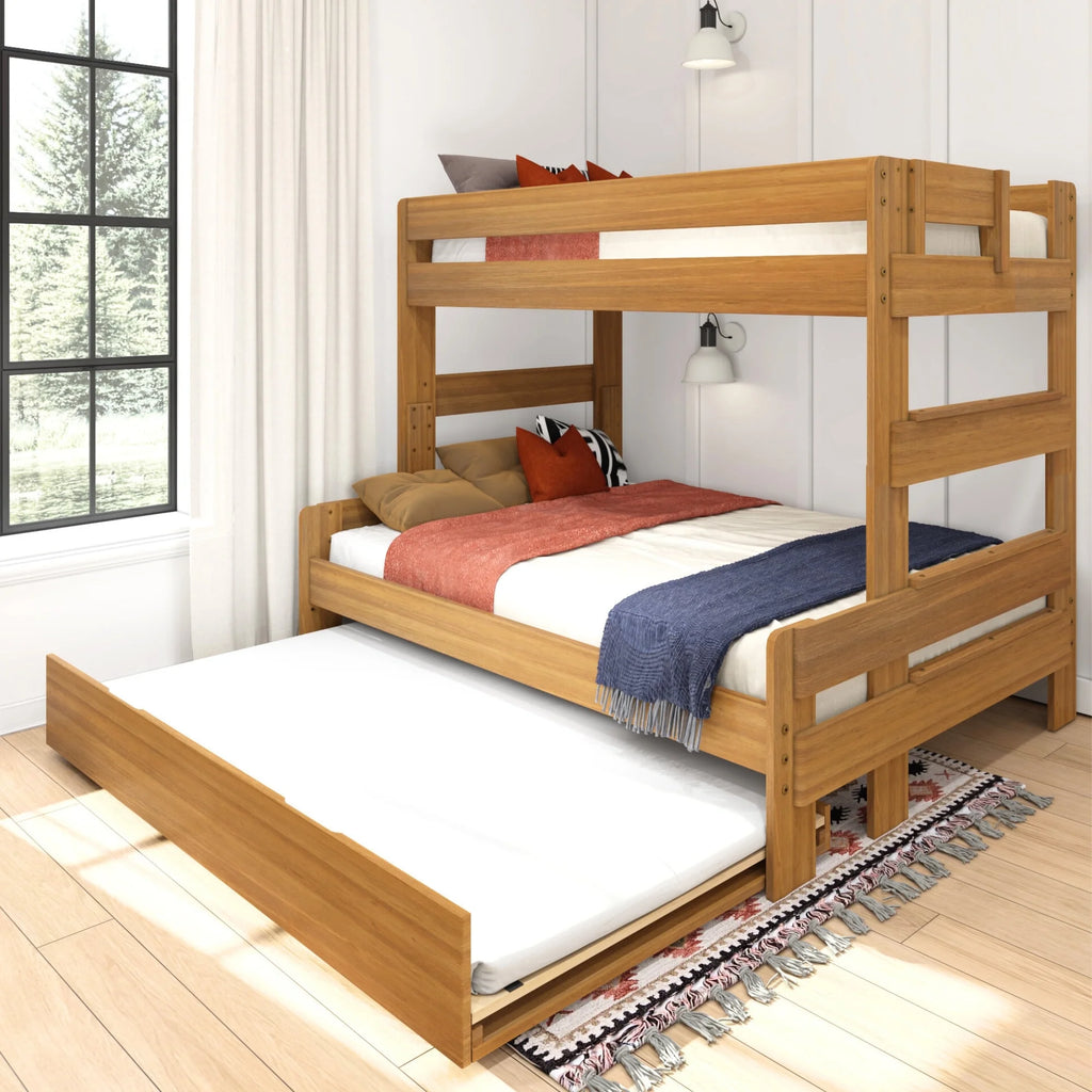 Twin Over Full Wood Bunk Bed with Trundle Y8351