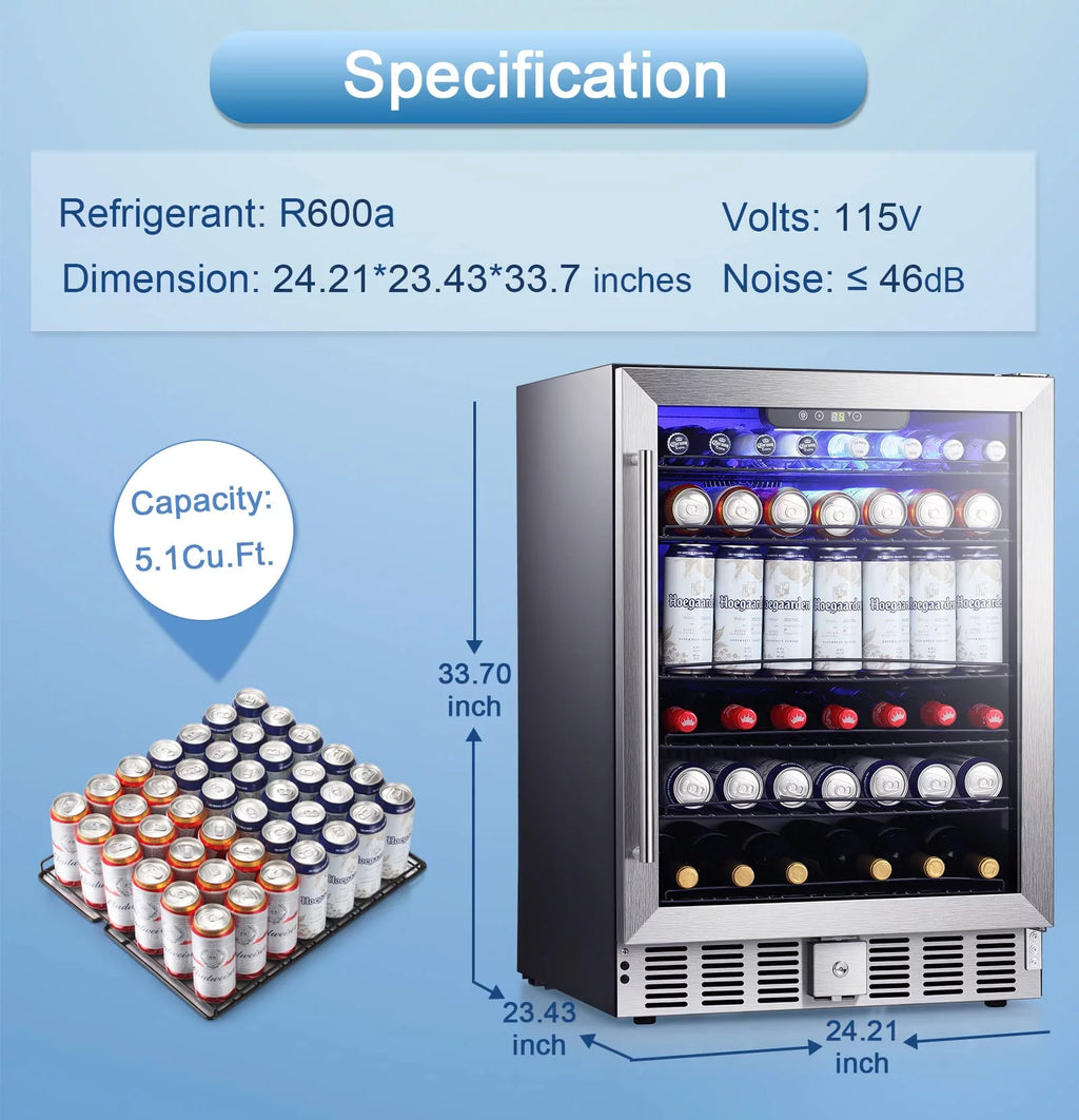 5.1 Cu.ft Beverage Refrigerator Cooler with Lock V9507