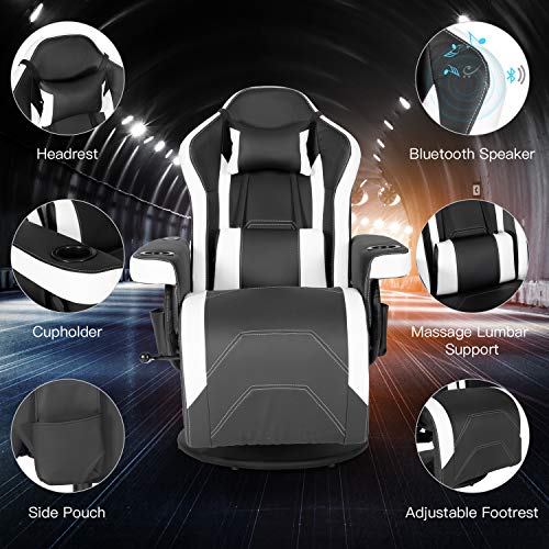 Black Blue Gaming Recliner Chair with Speakers and Massage E68450