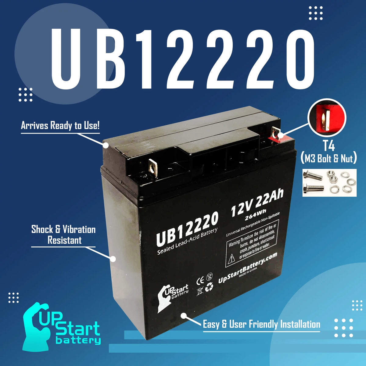 4x Pack 12V 22Ah Sealed Lead Acid Battery J309
