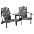 Grey 2 Wood Adirondack Chairs with Center Table V622