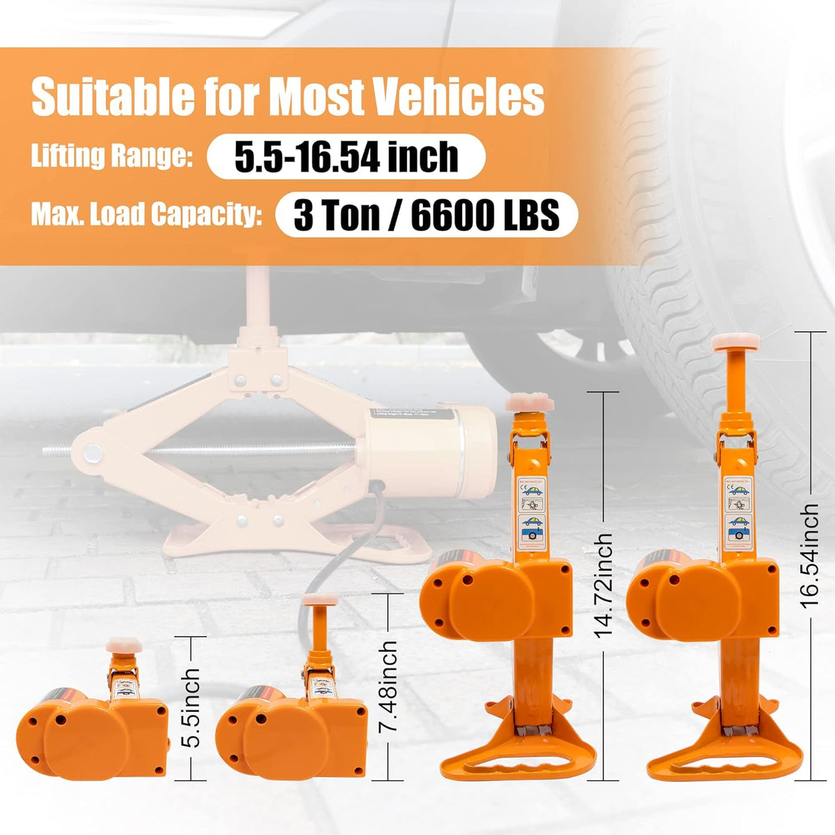 3 Ton Electric Car Jack with Electric Wrench and Inflator Pump Q44393