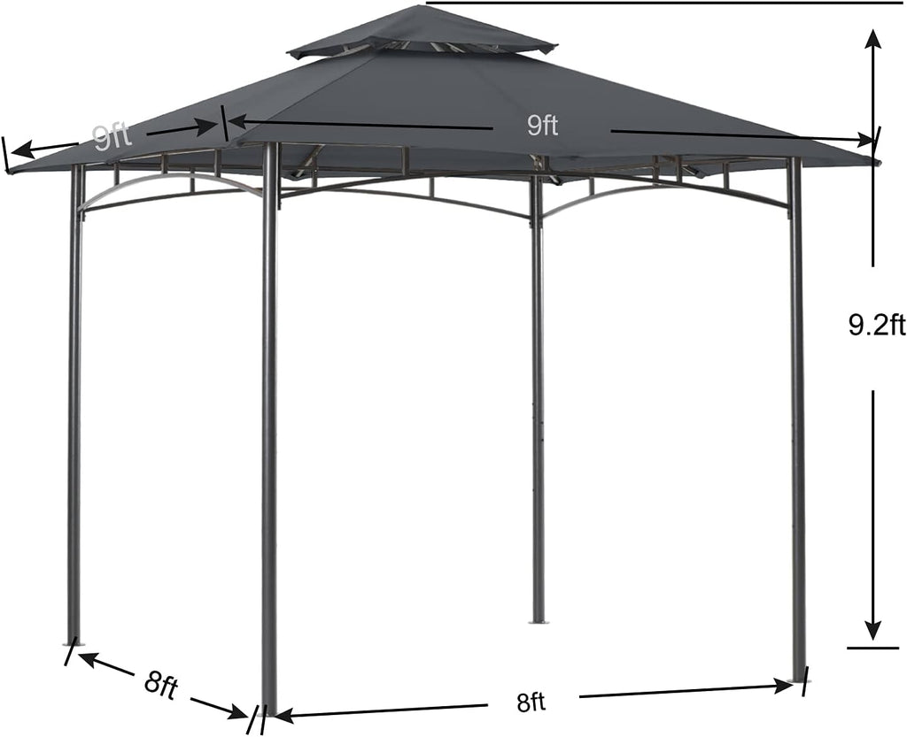 8'x 8' Gray Double Tiered Gazebo Canopy L670638