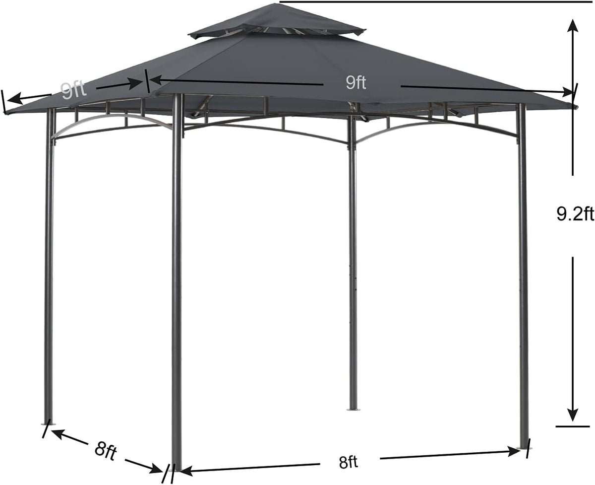8'x 8' Gray Double Tiered Gazebo Canopy L670638
