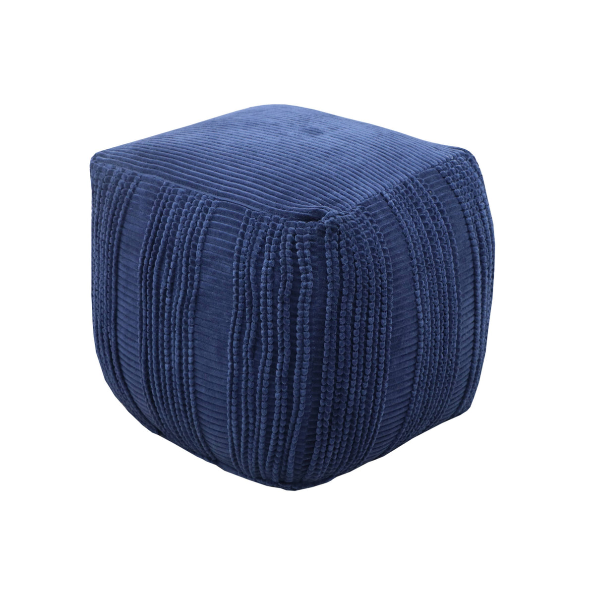 Cotton Upholstered Striped Ottoman E531344